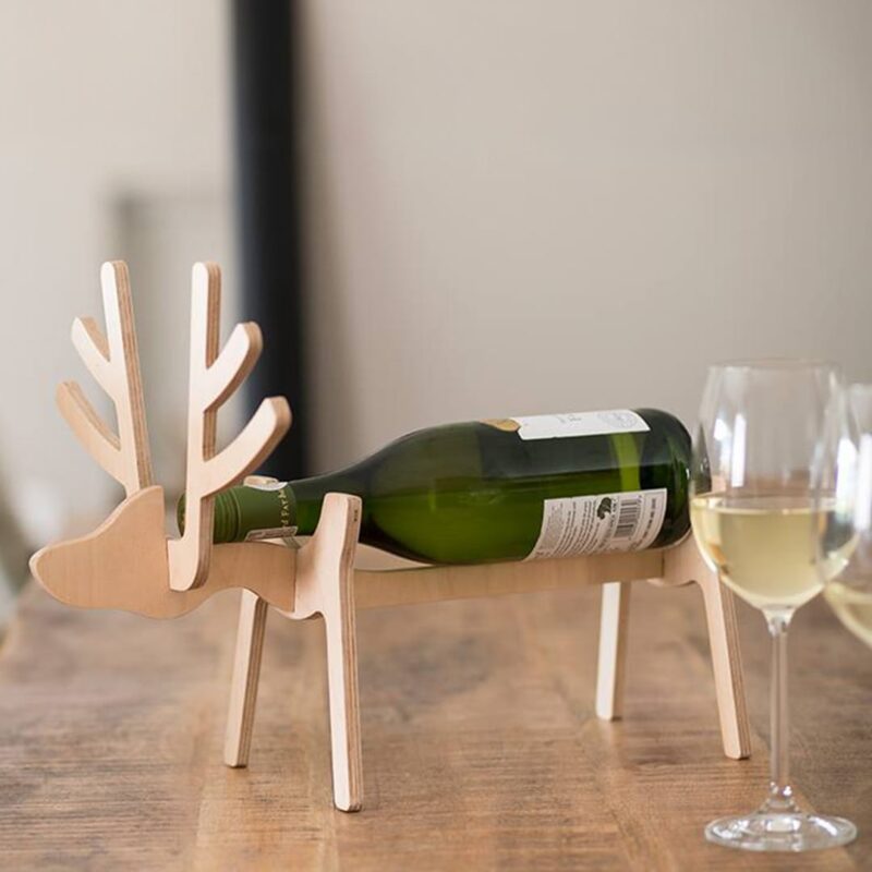Birch Reindeer Wine Bottle Stand with Christmas Feel