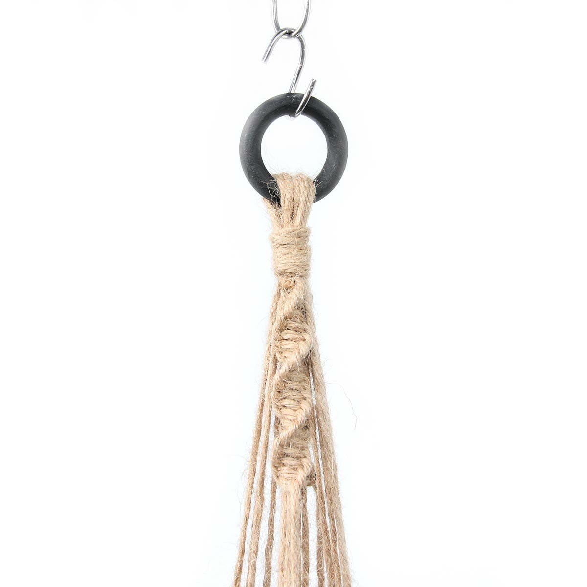 Slingervel Macrame Plant Hanger Black wooden ring