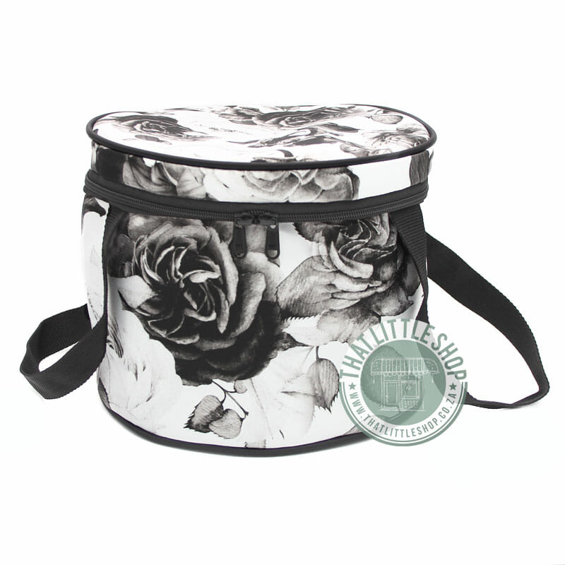 Black Flower Pattern Round Cooler Bag