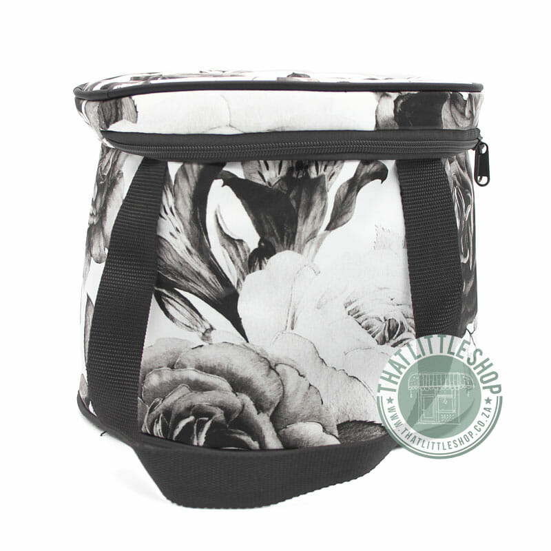 Black Flower Pattern Round Cooler Bag - Image 4