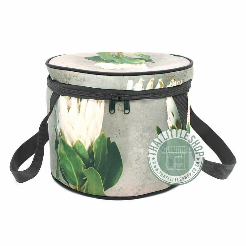 White Crown Protea Round Cooler Bags