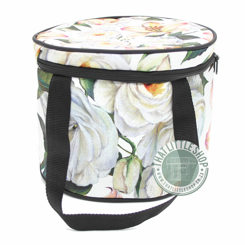 White Flower Pattern Round Cooler Bag - Image 2