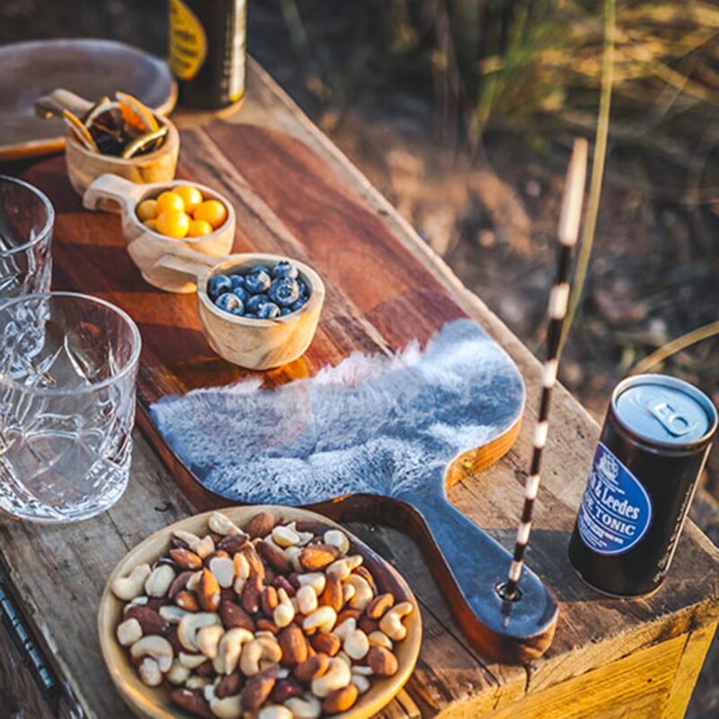 Black Resin Wooden Cheese Board as a serving platter