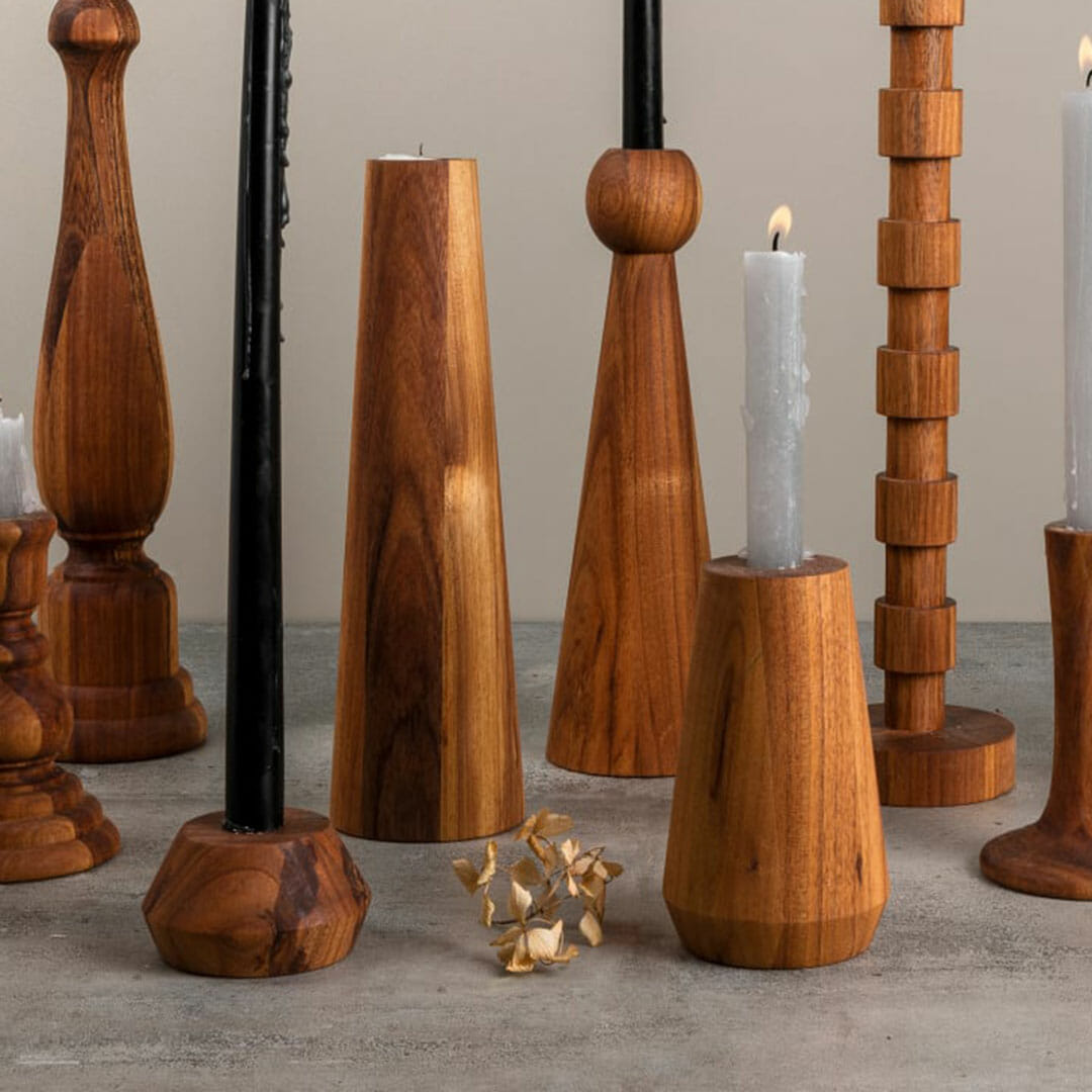 Vega Blackwood Candle Holders - Image 4