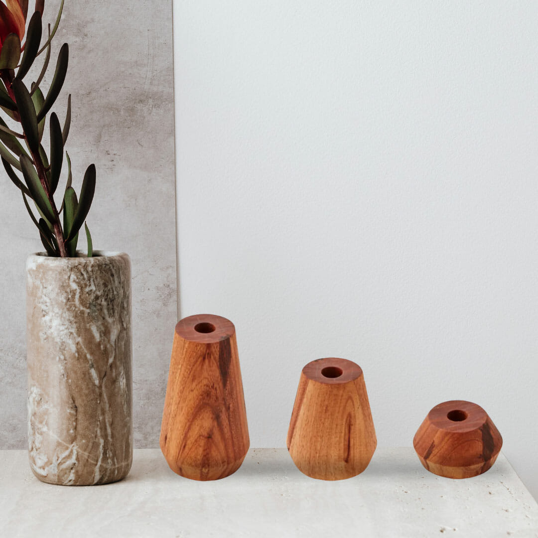 Vega Blackwood Candle Holders