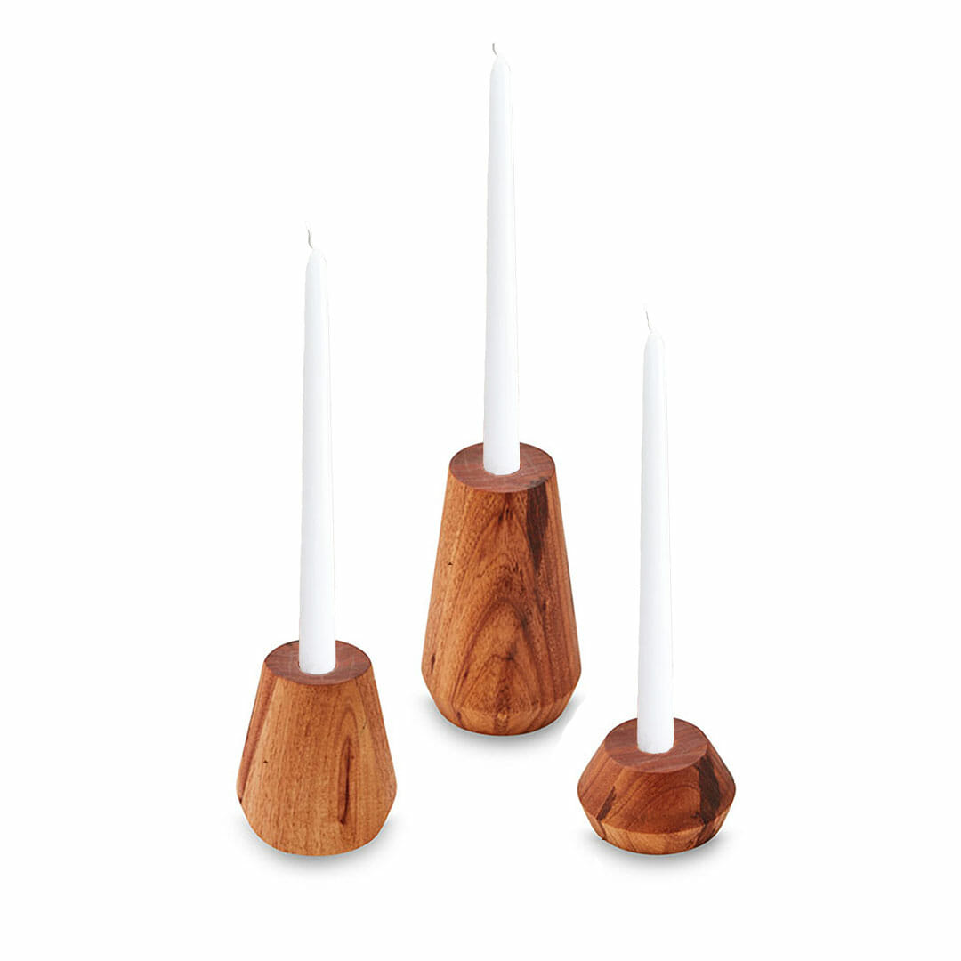 Vega Blackwood Candle Holders - Image 3
