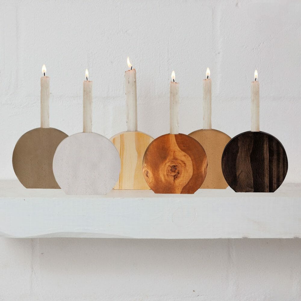 Wooden Circle Candle Holders - 6 colours