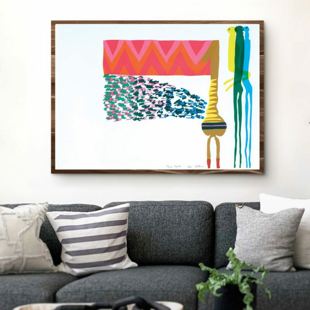 Walter Battiss Flying Objects Art Print above couch