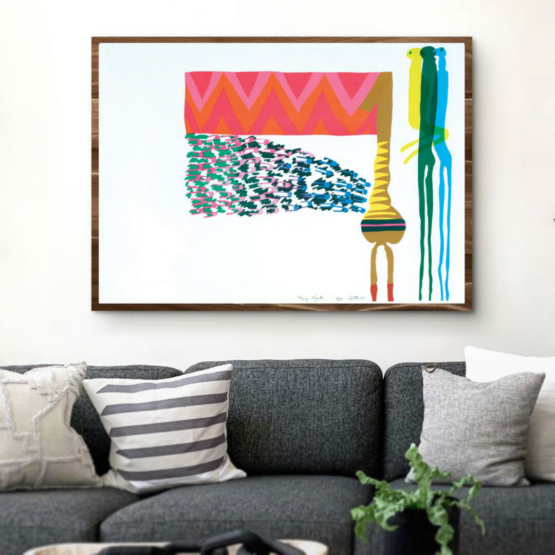 Walter Battiss Flying Objects Art Print above couch