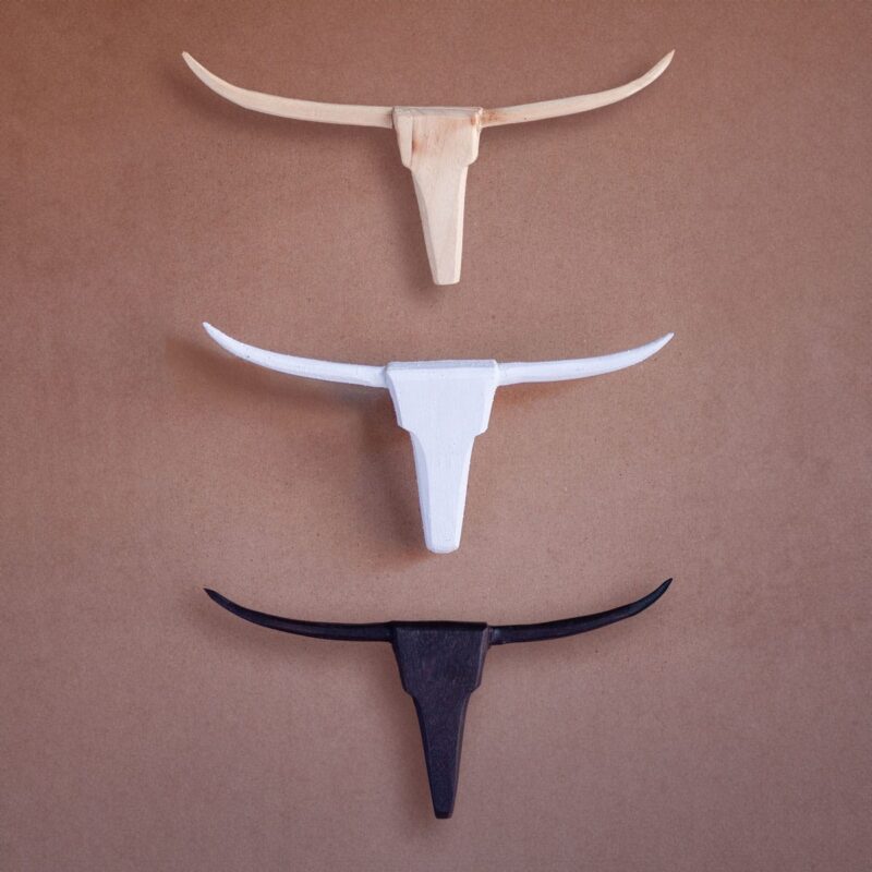 Small Wooden Nguni Heads Wall Art - mixed colours set of 3