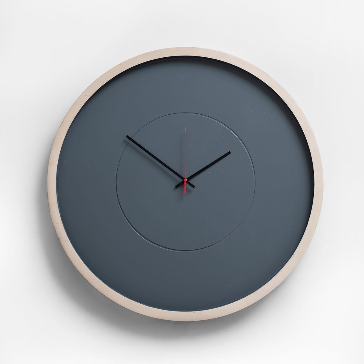 Large Grey Deep Frame Round Wall Clock