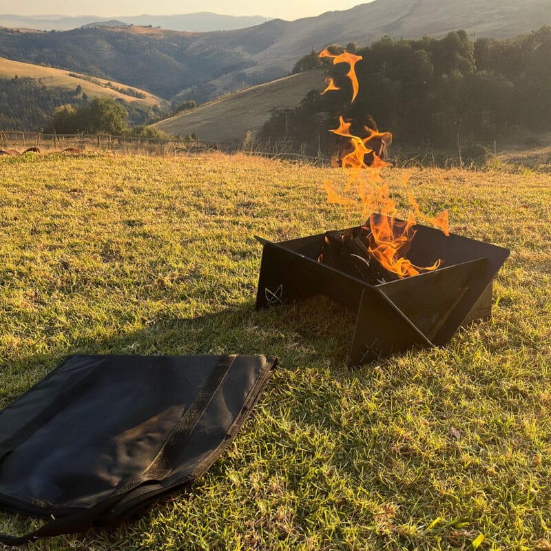 Black Lightweight Aluminium Mobile Fire Pit with carry bag