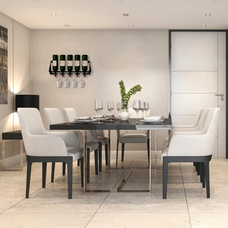 Black Combo Wine Rack on Apartment Wall