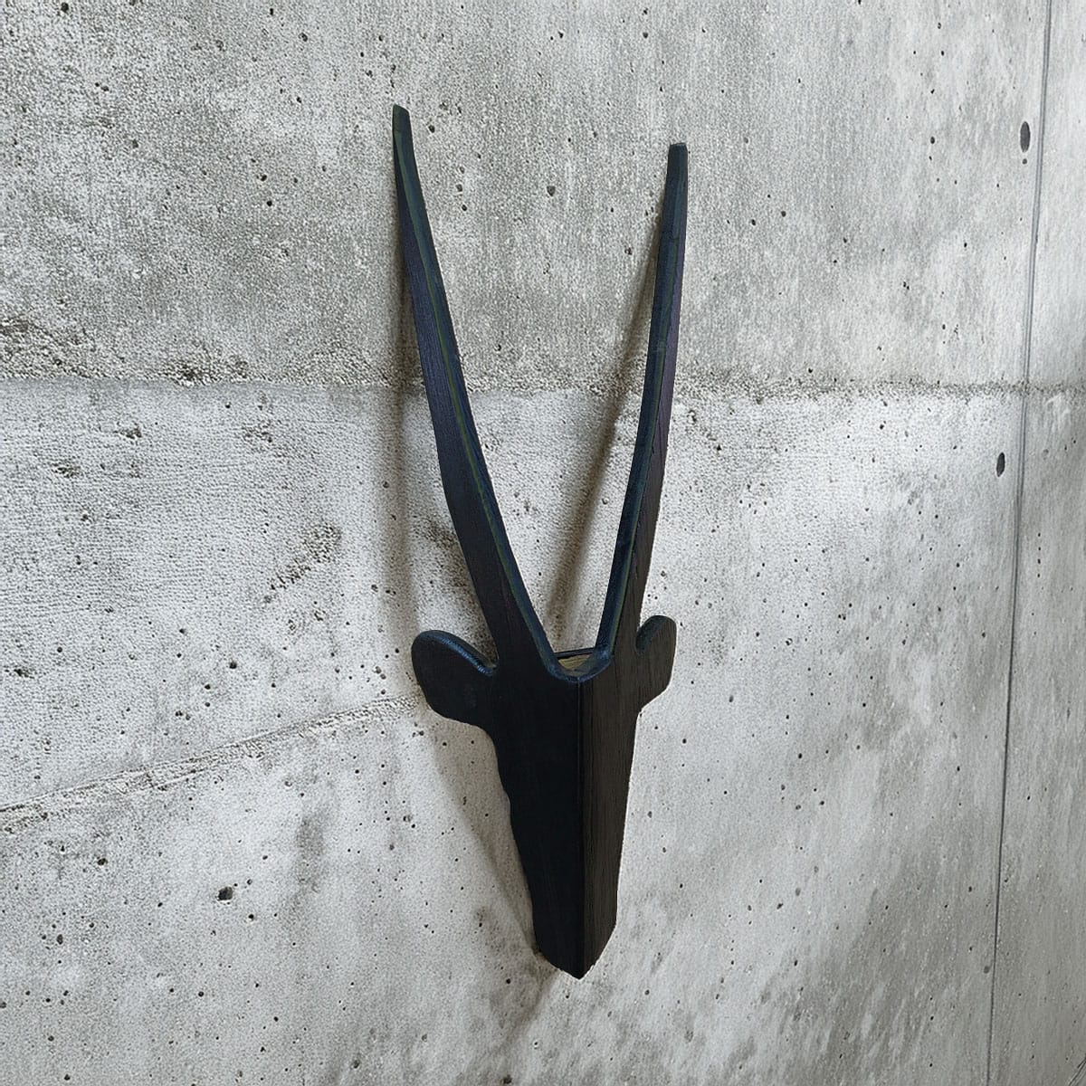 Black Wooden Antelope Heads Wall Art - Image 4