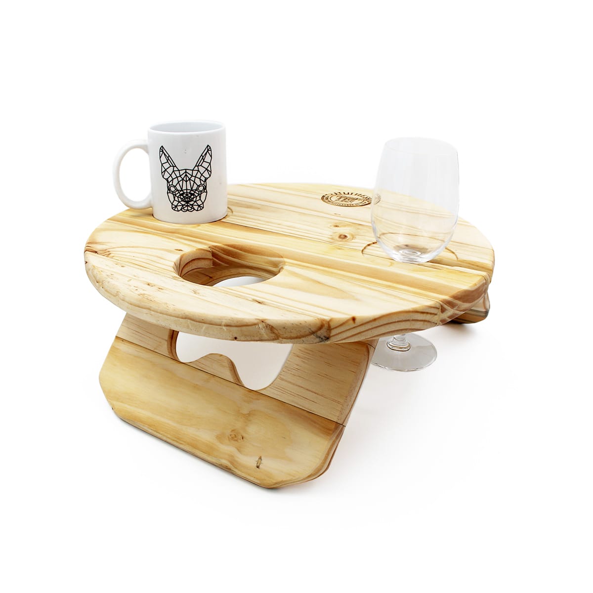 Reclaimed Round Portable Picnic Table - stemmed or stemless drinkware