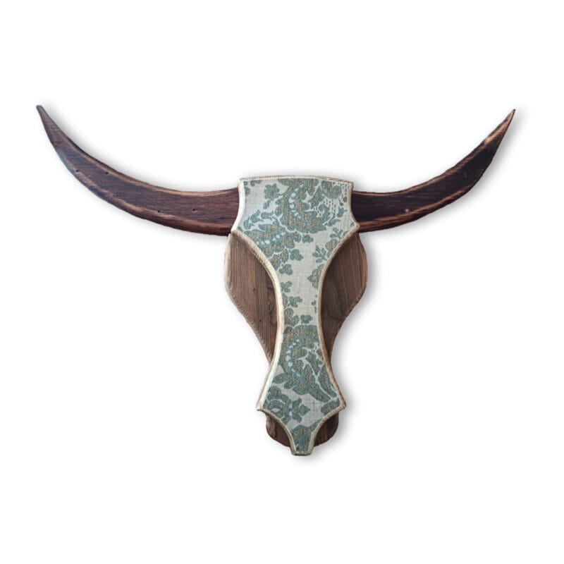 Antique Damask Wooden Bull Heads