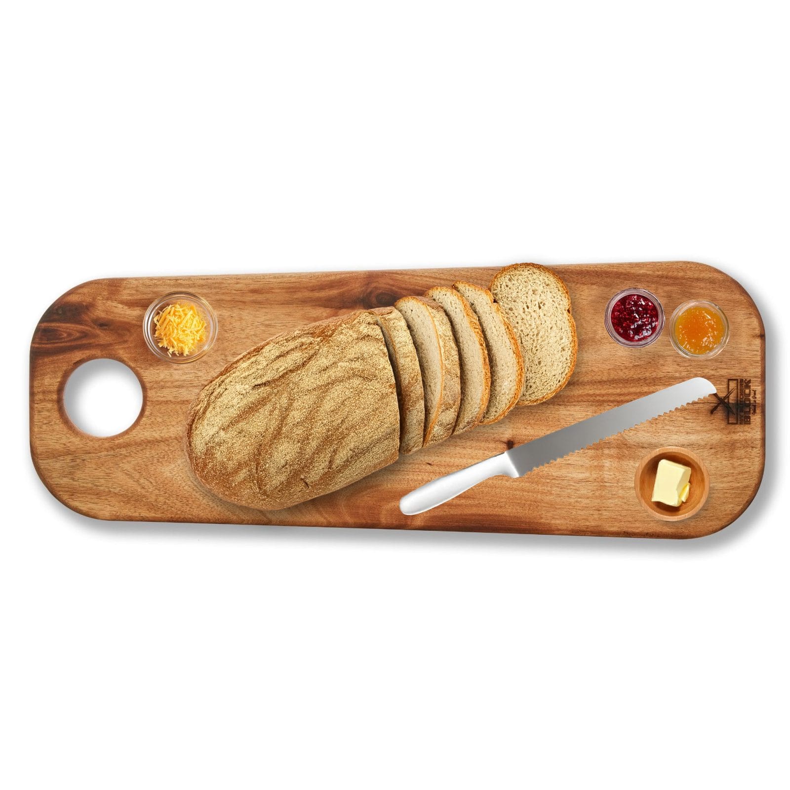 Wooden Bread Board with Sliced Bread