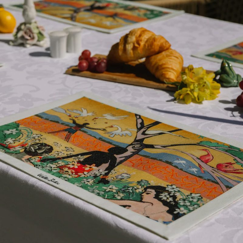Boy Feeding Birds Placemats Walter Battiss print