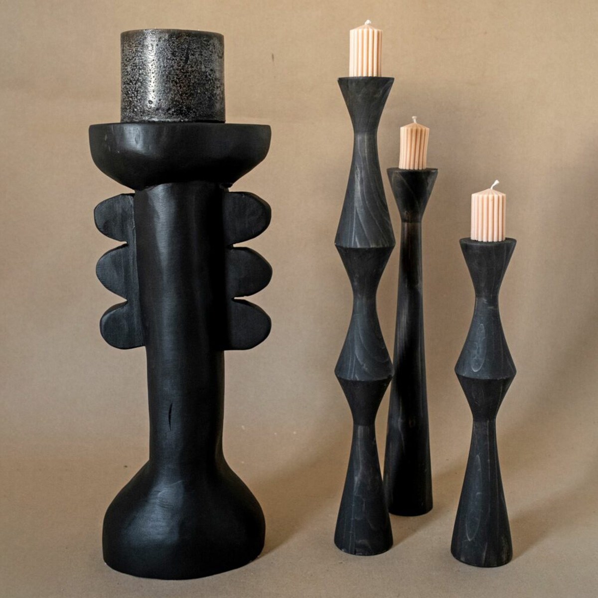 Geometric Floor Candle Holders with pillar candles