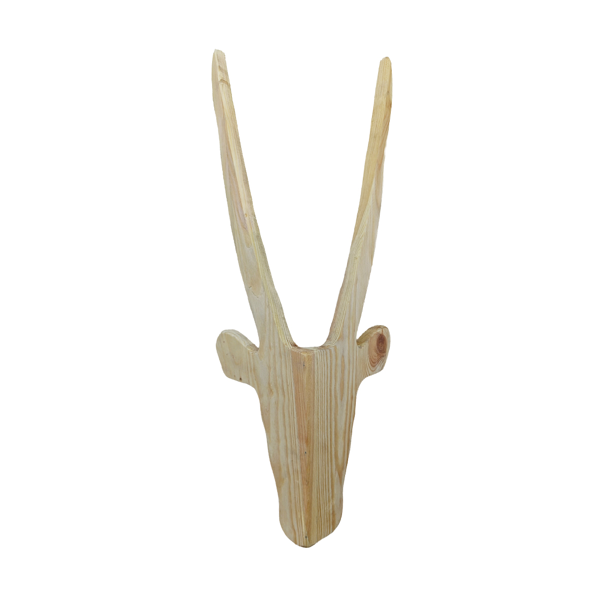 Natural Wooden Antelope Head front angle