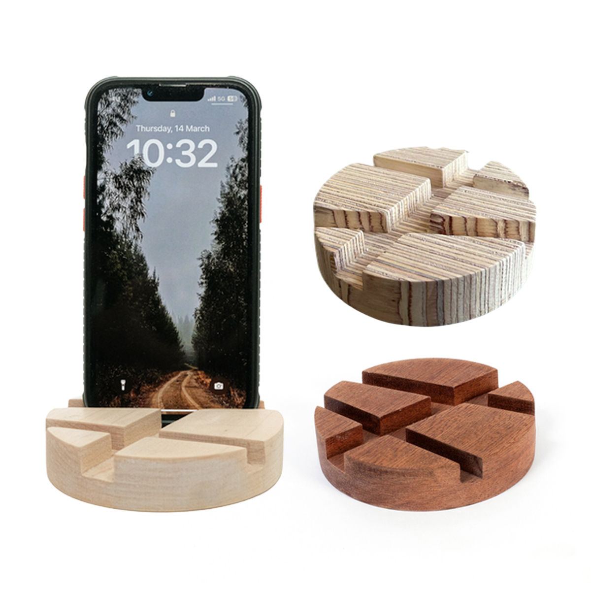 Geometric Wooden Phone Stands