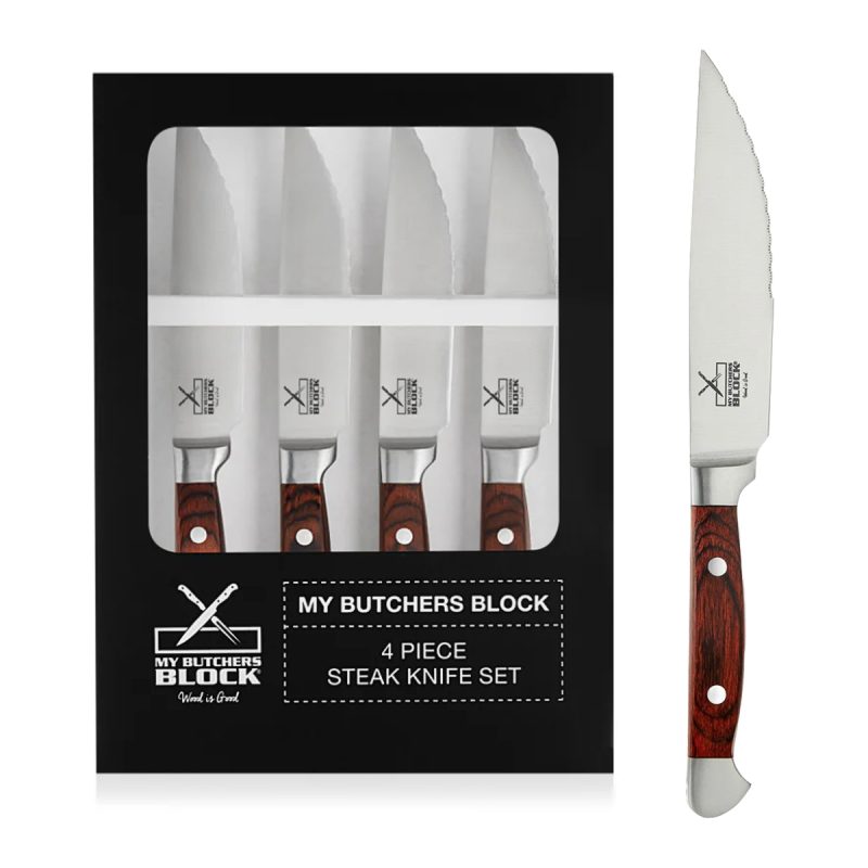Wooden Handle Steak Knife set of 4 or single